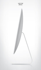 Side of computer display on white background. Vector.