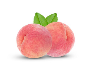 peach fruit isolated on white background.