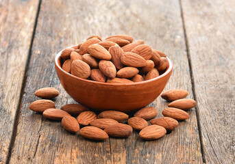  almond on a wooden background