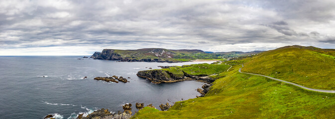 Aerial view of wild coast by Glencolumbkille in County Donegal, Irleand. © Lukassek