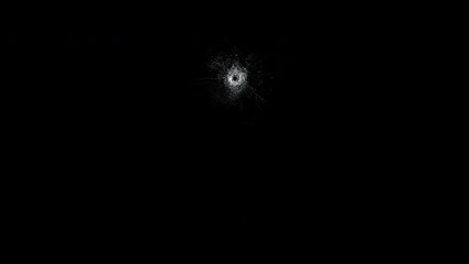 Gunshot hole mirror crack.