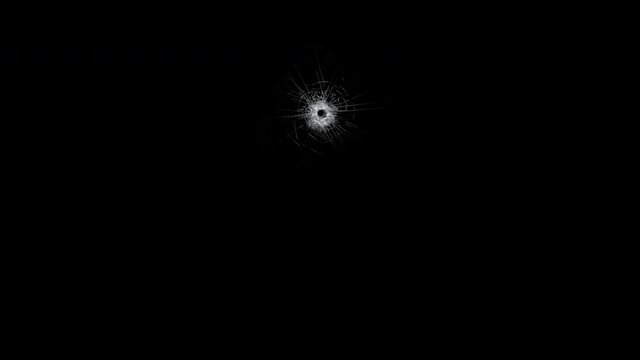 Mirror broken shatter effect from gunshot with 3d rendering include alpha path.