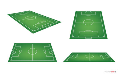 Soccer field or football field background isolated on white. Perspective elements. Vector green court for create soccer game. Vector. © Lifestyle Graphic