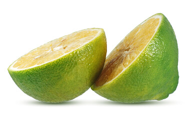 Calamansi or Green orange fruits isolated on white background