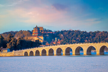 Seventeen-Arch Bridge at Summer Palace in Beijing, China