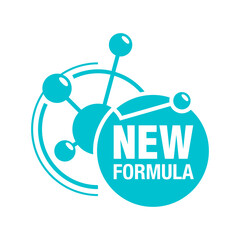 New Formula stamp in circular form with molecular structure - isolated vector sticker for packaging information
