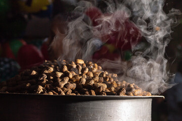 steamed groundnut street food in India