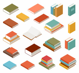 Books and textbooks on a white background