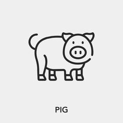 pig icon vector. Linear style sign for mobile concept and web design. pig symbol illustration. Pixel vector graphics - Vector.	