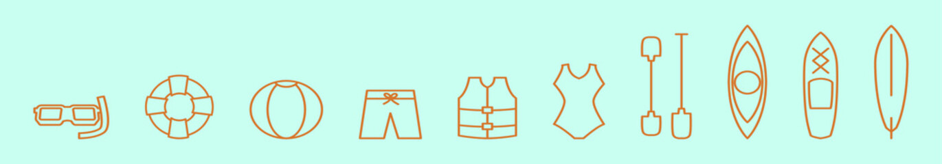 set of paddle boards cartoon icon design template with various models. vector illustration isolated on blue background