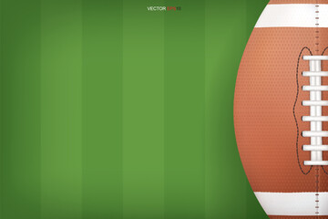 American football ball with green field pattern background. Vector. © Lifestyle Graphic