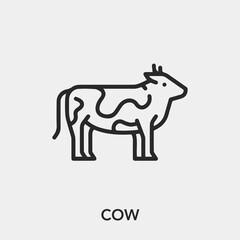 cow icon vector. Linear style sign for mobile concept and web design. cow symbol illustration. Pixel vector graphics - Vector.	