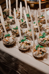 festive table with lots of food