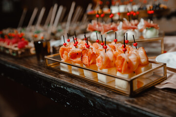 festive table with lots of food