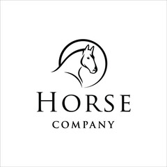 Horses head line in circle