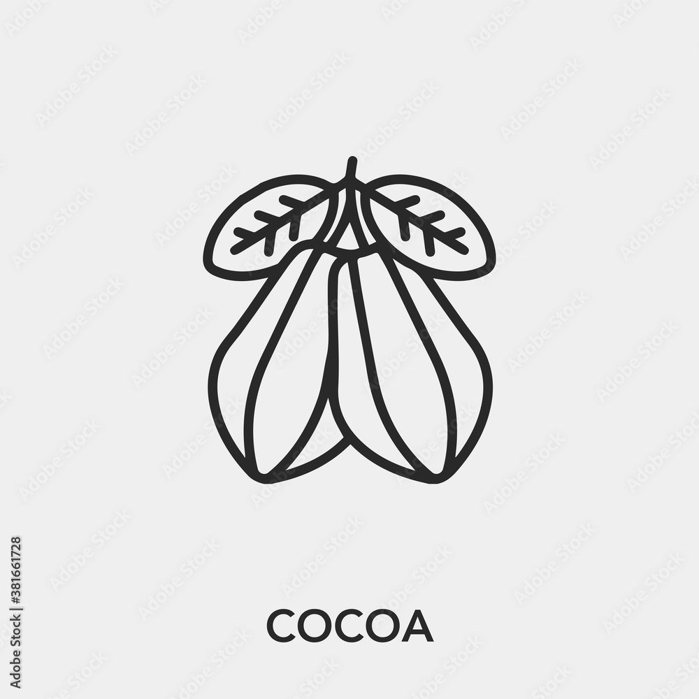 Poster cocoa icon vector. Linear style sign for mobile concept and web design. cocoa symbol illustration. Pixel vector graphics - Vector.	
