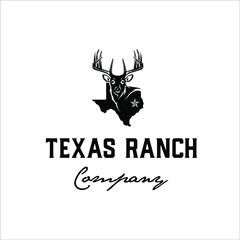 Deer with texas outline maps silhouette