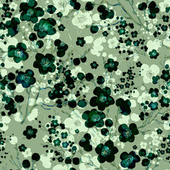  Beautiful floral seamless pattern painted by paints spring branches