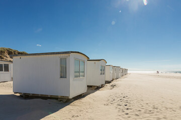 Beach huts at Løkken, Jutland, North Sea coast of Denmark