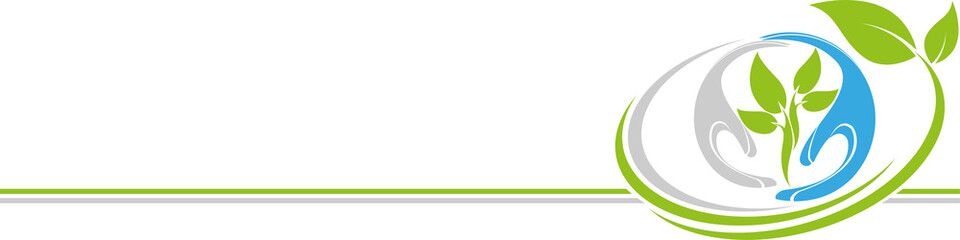 Fototapeta premium Hände und Blätter, Heilpraktiker und Gärtner Hintergrund