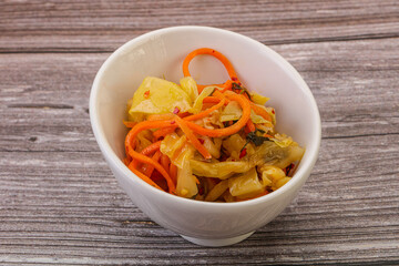 Spicy pickled cabbage with carrot