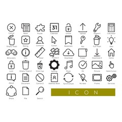 Thin lines web icons set - Contact us line icon for web