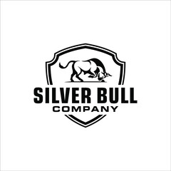 The aggressive bull is ready to give the horn in an elegant badge design