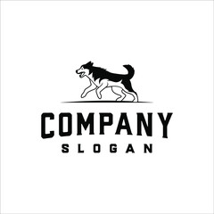 The Siberian Husky is running around in a simple design style