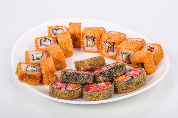 Japanese roll set with fish