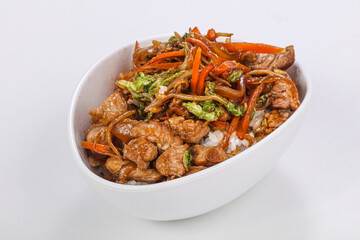 Asian cuisine - Steamed rice with pork