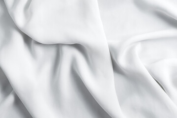 Crumpled textile fabric background of light grey color.