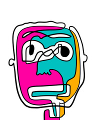 One-line continuous portrait hand drawn illustration portrait in cartoon abstract style doodle man