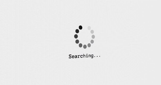 Searching bar progress circle computer screen animation loop isolated on white background with blinking dots buffering search screen in 4K. computer loading screen