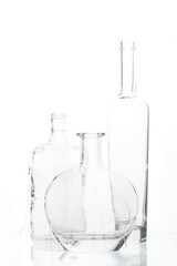 composition from empty alcoholic bottles, isolated