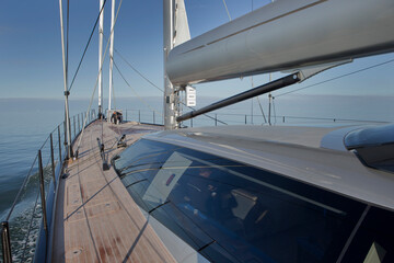 Sailing at the Waddenzee. Super sailing Yacht .Ship building industry. Netherlands. 