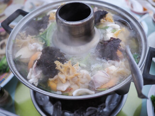 Si Se Mor Fire hotpot (flour colour hotpot ) is an international recipe. Chinese food style Popular to eat in Thailand