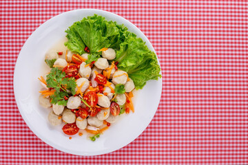 Pork ball spicy salad tasty food