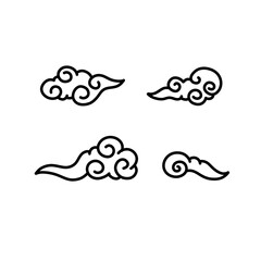 chinese clouds doodle icon, vector line illustration
