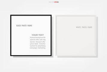 Wooden photo frame or picture frame for interior design and decoration. Vector.