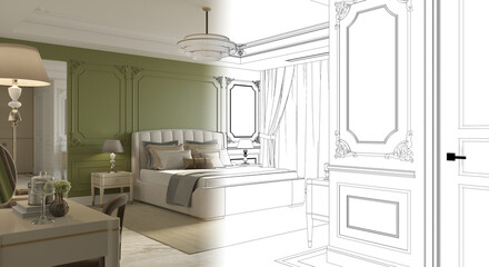 bedroom, interior visualization, 3D illustration