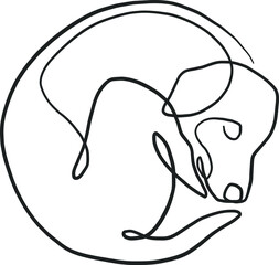 Abstract line art dog. Contemporary vector illustration
