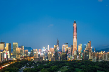 Fototapeta premium Prosperous night scene of financial CBD in Futian District, Shenzhen City, Guangdong Province, China
