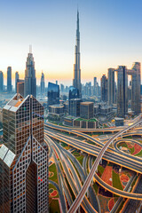 Fototapeta na wymiar Dubai downtown, amazing city center skyline with luxury skyscrapers, United Arab Emirates
