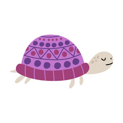 Cartoon turtle. Vector flat illustration isolated on a white background. Decorative backdrop, good for printing.