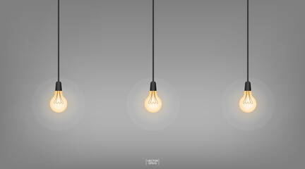 Light bulb or lamp with dark background. Vector.