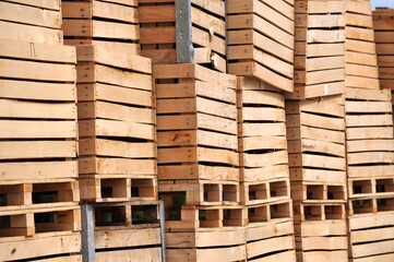 Big Wooden Crates prepared for harvesting Apples