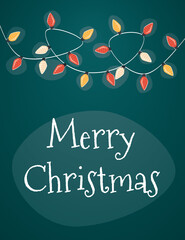 Merry Christmas card or banner for festivity. Colorful and bright with copy space.