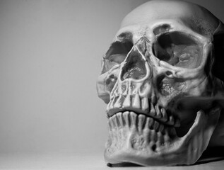 black and white skull with white background