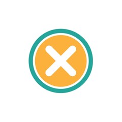 Obraz premium Blue cross in blue circle. Delete button. Warning error icon. Flat vector icon isolated on white.