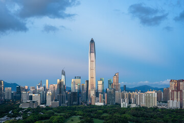 Fototapeta na wymiar Skyline of Futian city center in Shenzhen, Guangdong Province 